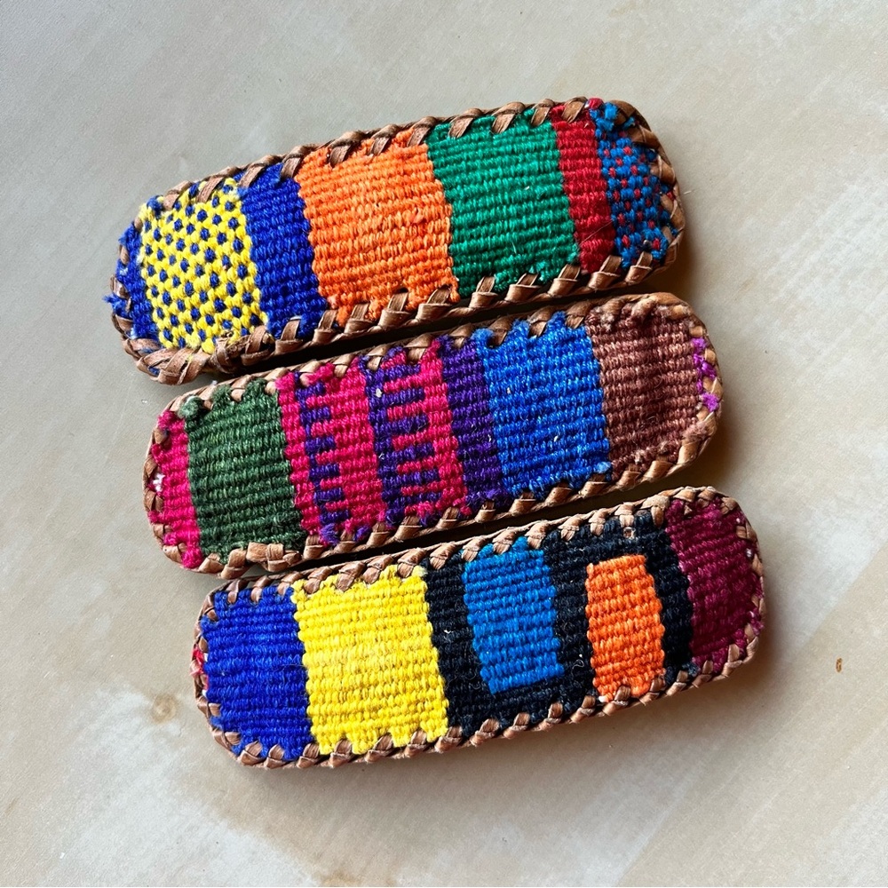 Southwestern Boho Colorful Vibrant Hand Crafted Hair Clip Set of 3 NEW